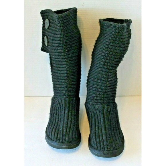 UGG Classic Cardy II Knit Boots Black Slouched Cuffed Womens Size 8 - Picture 3 of 7
